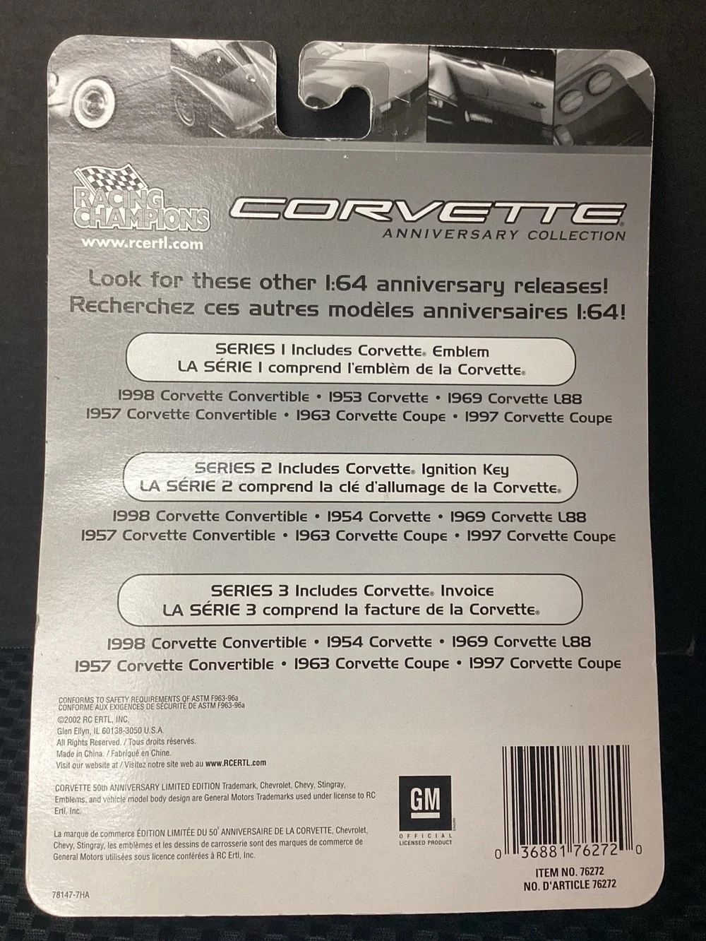 1998 Corvette Convertible 50th anniversary Die-Cast Toy - Red